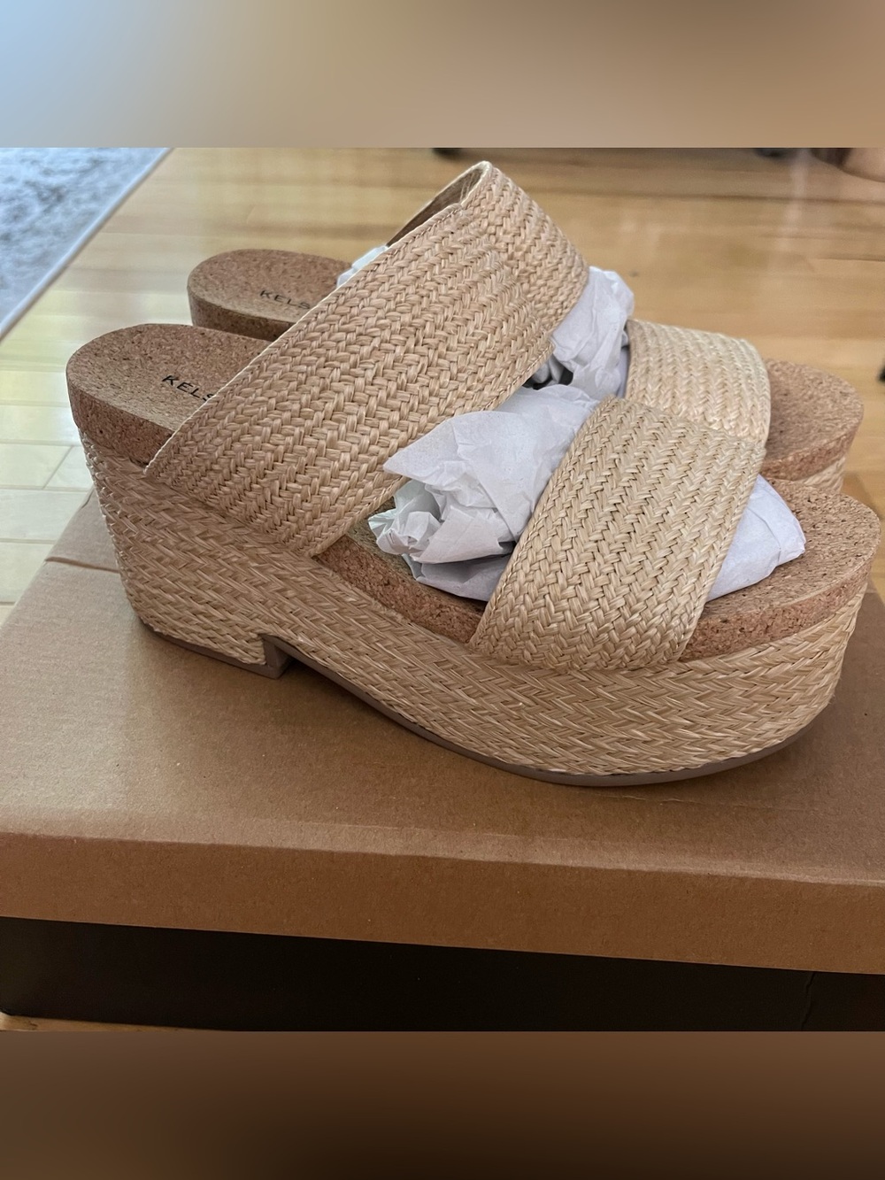 Kelsi Dagger Brooklyn Kicker Woven Platform Heel Sandals NIB Size 7